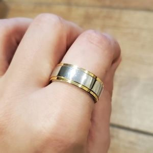 Vintage Stainless Steel Gold & Silver Wedding Band